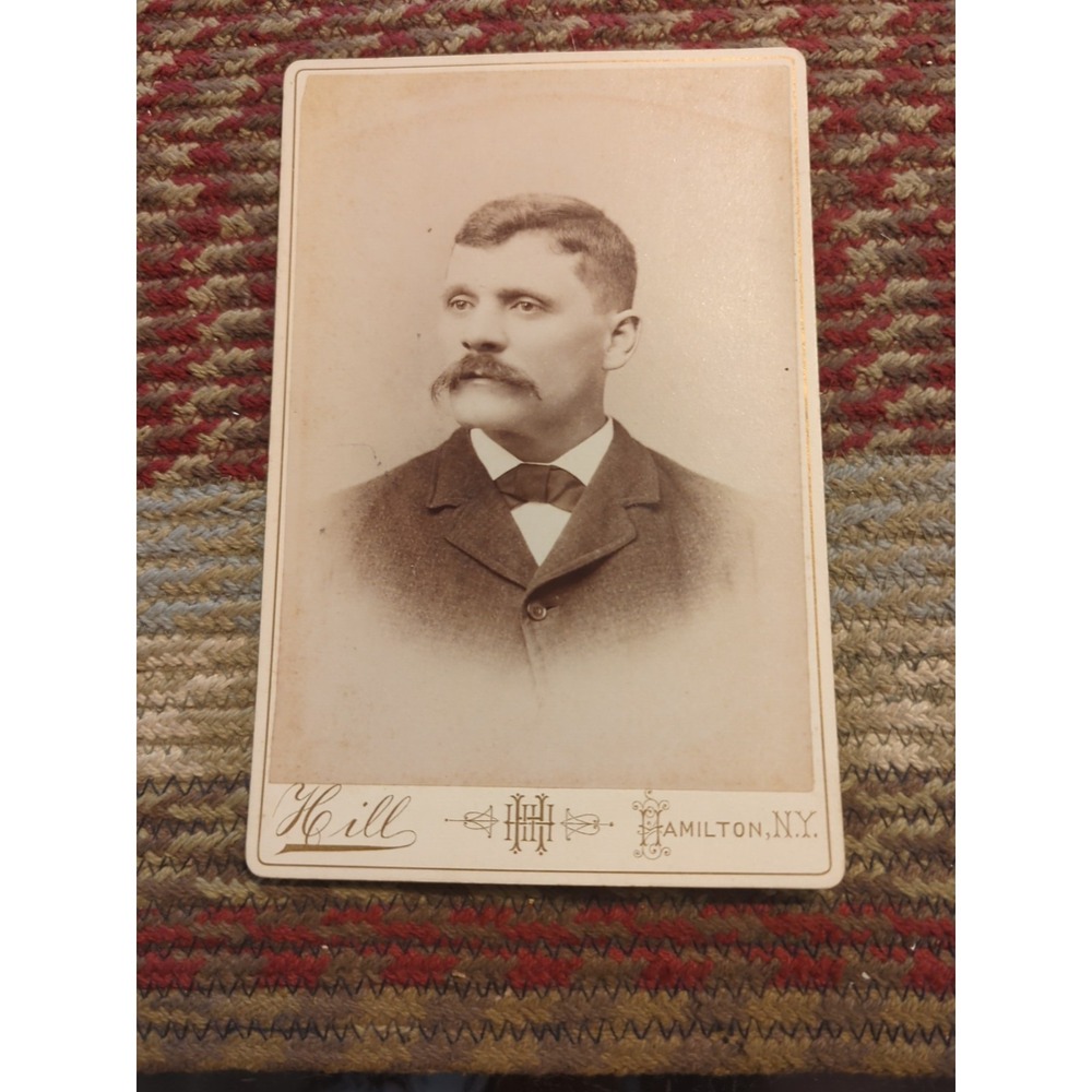 Antique Cabinet Card Photo Victorian Portrait Gentleman H.H. Hill Hamilton NY